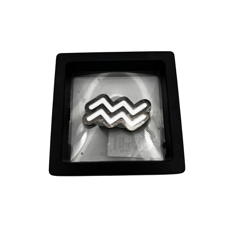 Aquarius Zodiac Sign Enamel Pin White Silver Waves Astrology Accessory